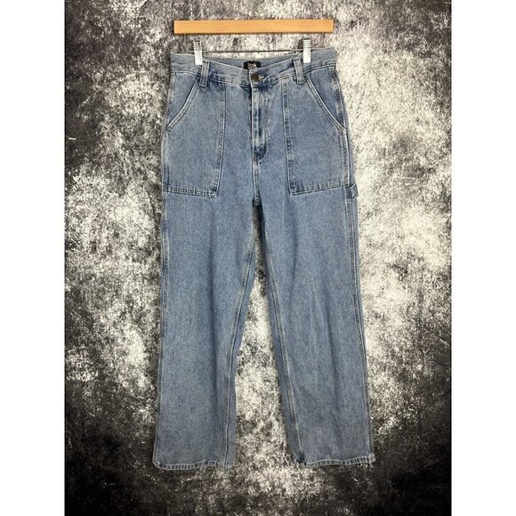 Simple Society Jeans Women's 9/29 Blue Super High Rise Carpenter Wide Leg Teens - Picture 2 of 15